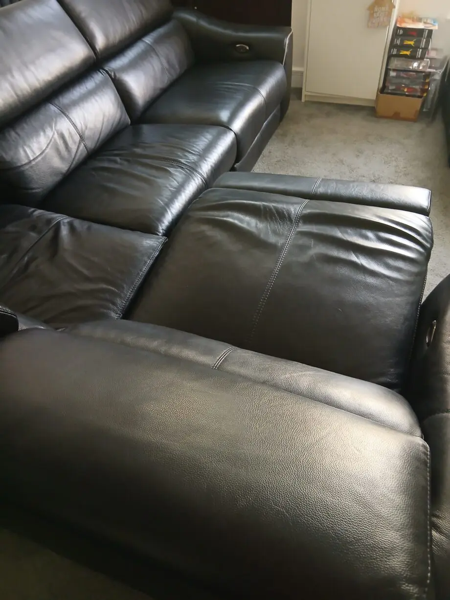 Black corner sofa 3 piece electric recliners and charging USB ports