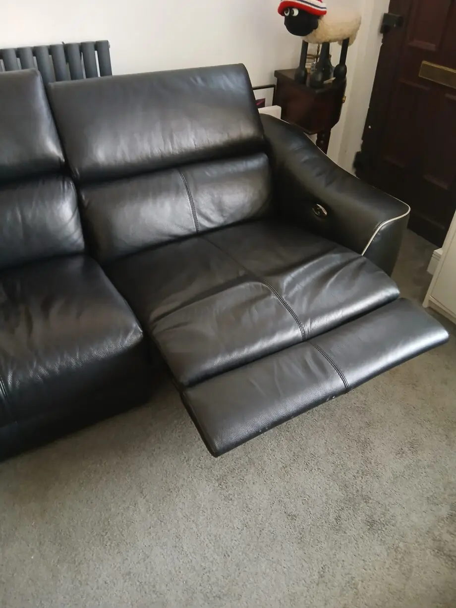 Black corner sofa 3 piece electric recliners and charging USB ports