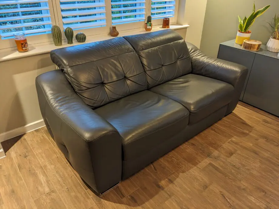 ROM Dark Grey Leather 3 Seater Sofa