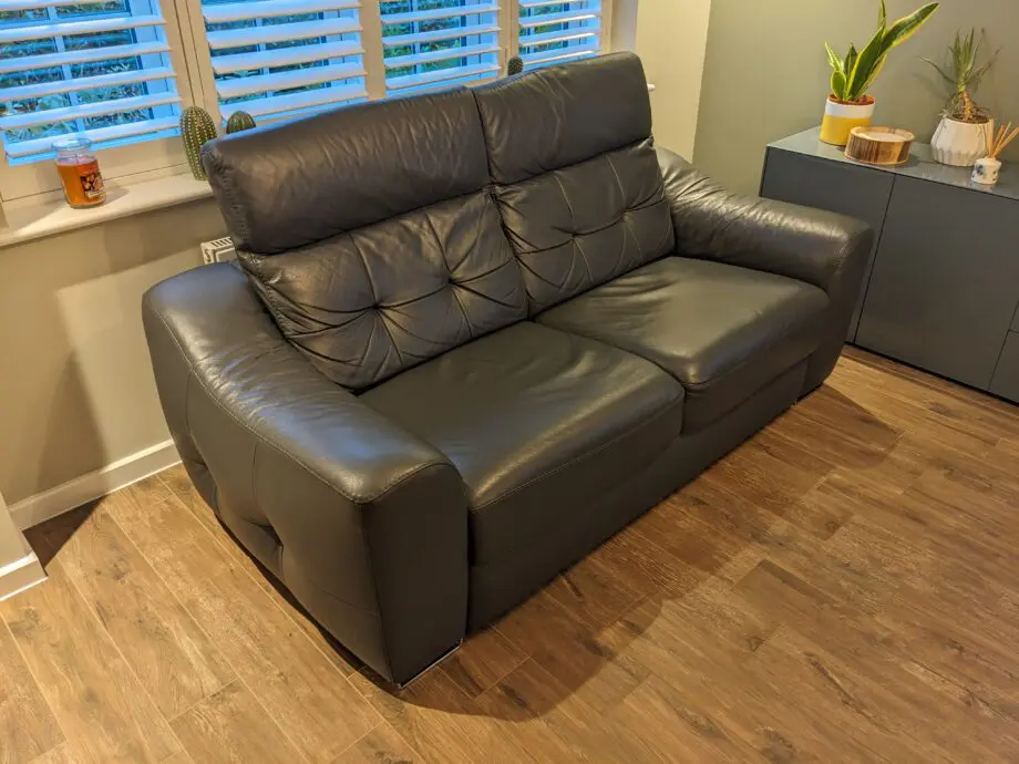 ROM Dark Grey Leather 3 Seater Sofa