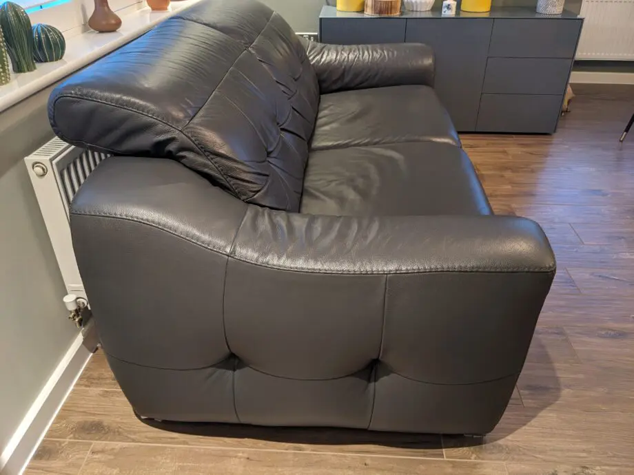 ROM Dark Grey Leather 3 Seater Sofa