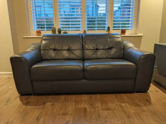 ROM Dark Grey Leather 3 Seater Sofa