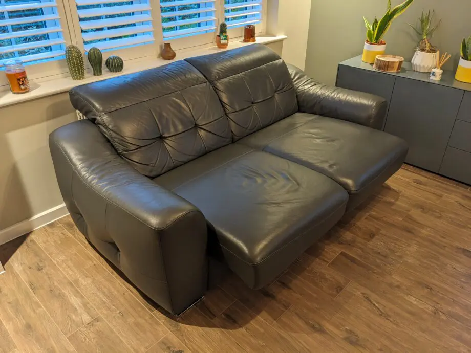 ROM Dark Grey Leather 3 Seater Sofa