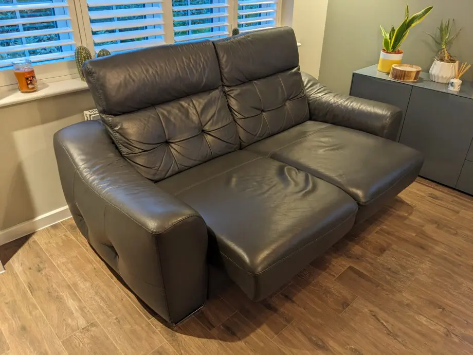 ROM Dark Grey Leather 3 Seater Sofa