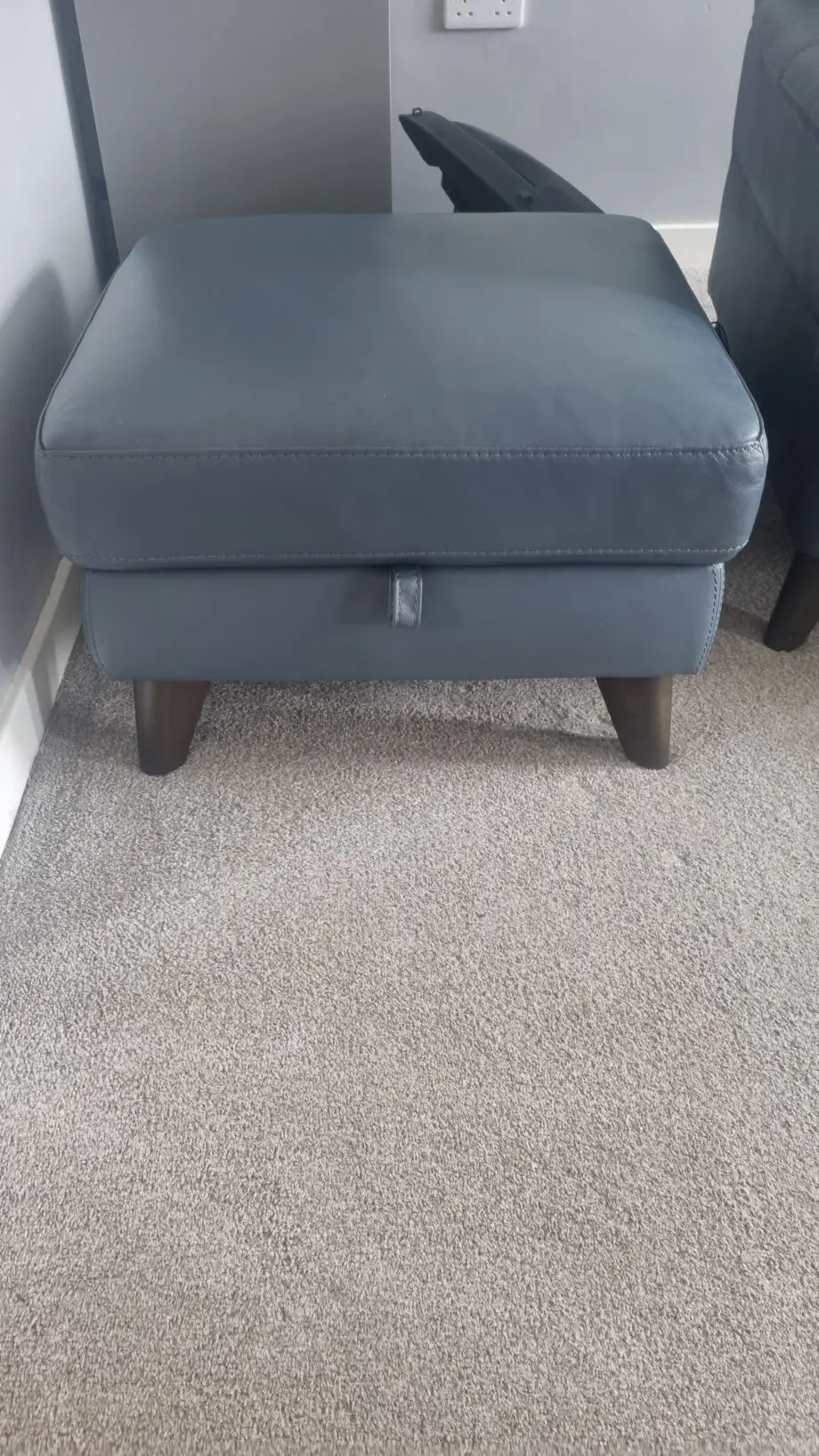 DFS Denim Blue Abel 3 Seater with Matching Abel Foot Stool - less than 2yrs old