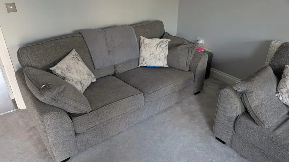 DFS 3 SEATER GREY SOFA x2