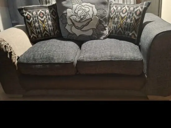Grey/beige 2 seater wool sofa from Furniture Village