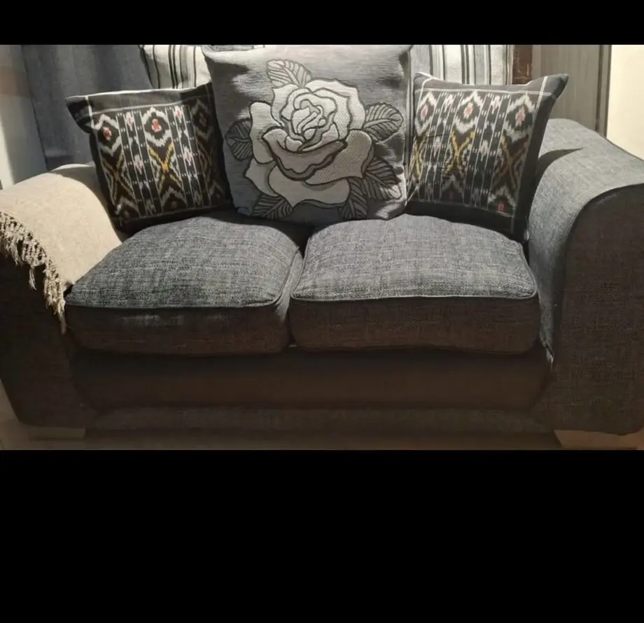 Grey/beige 2 seater wool sofa from Furniture Village