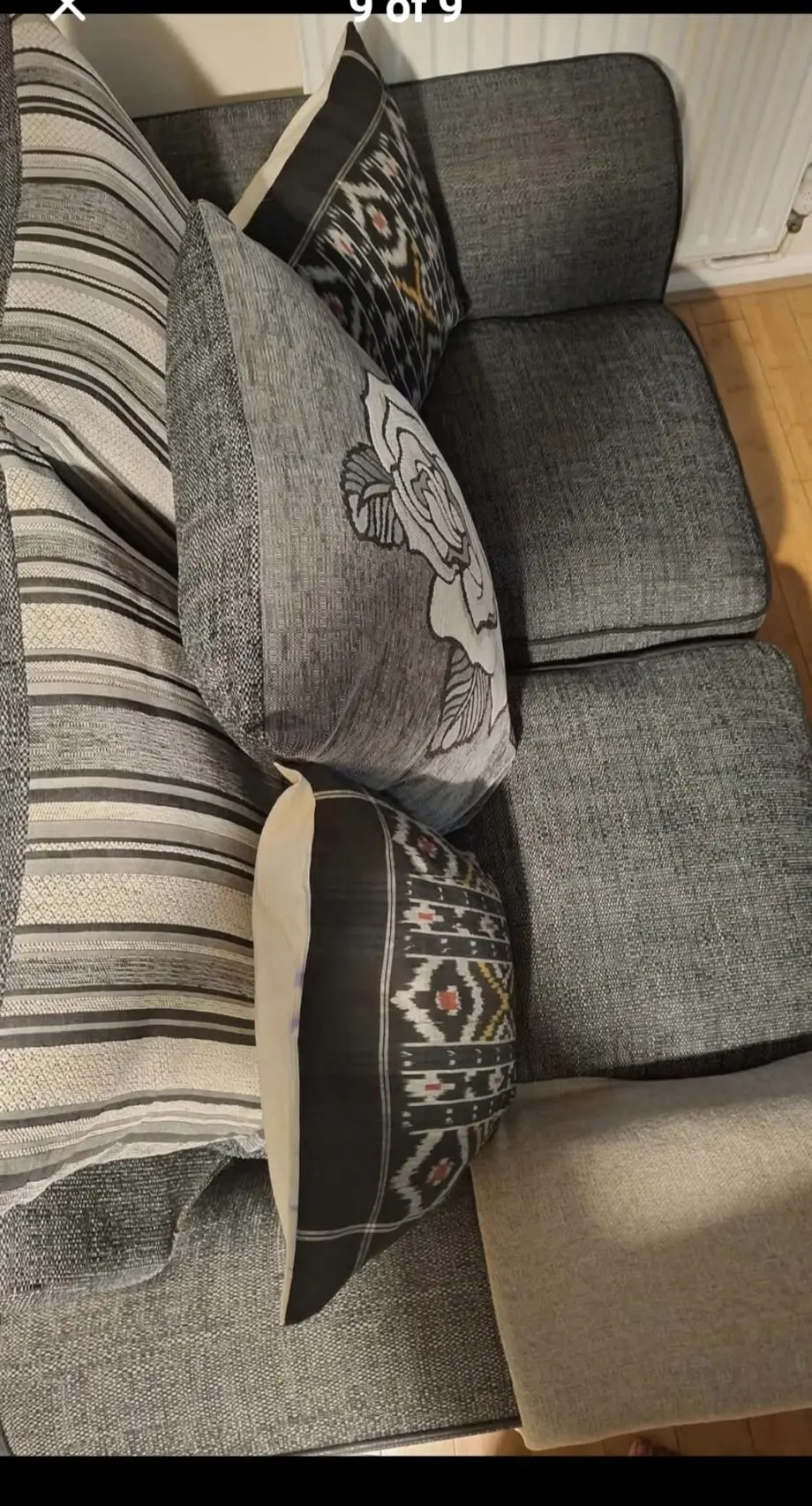 Grey/beige 2 seater wool sofa from Furniture Village