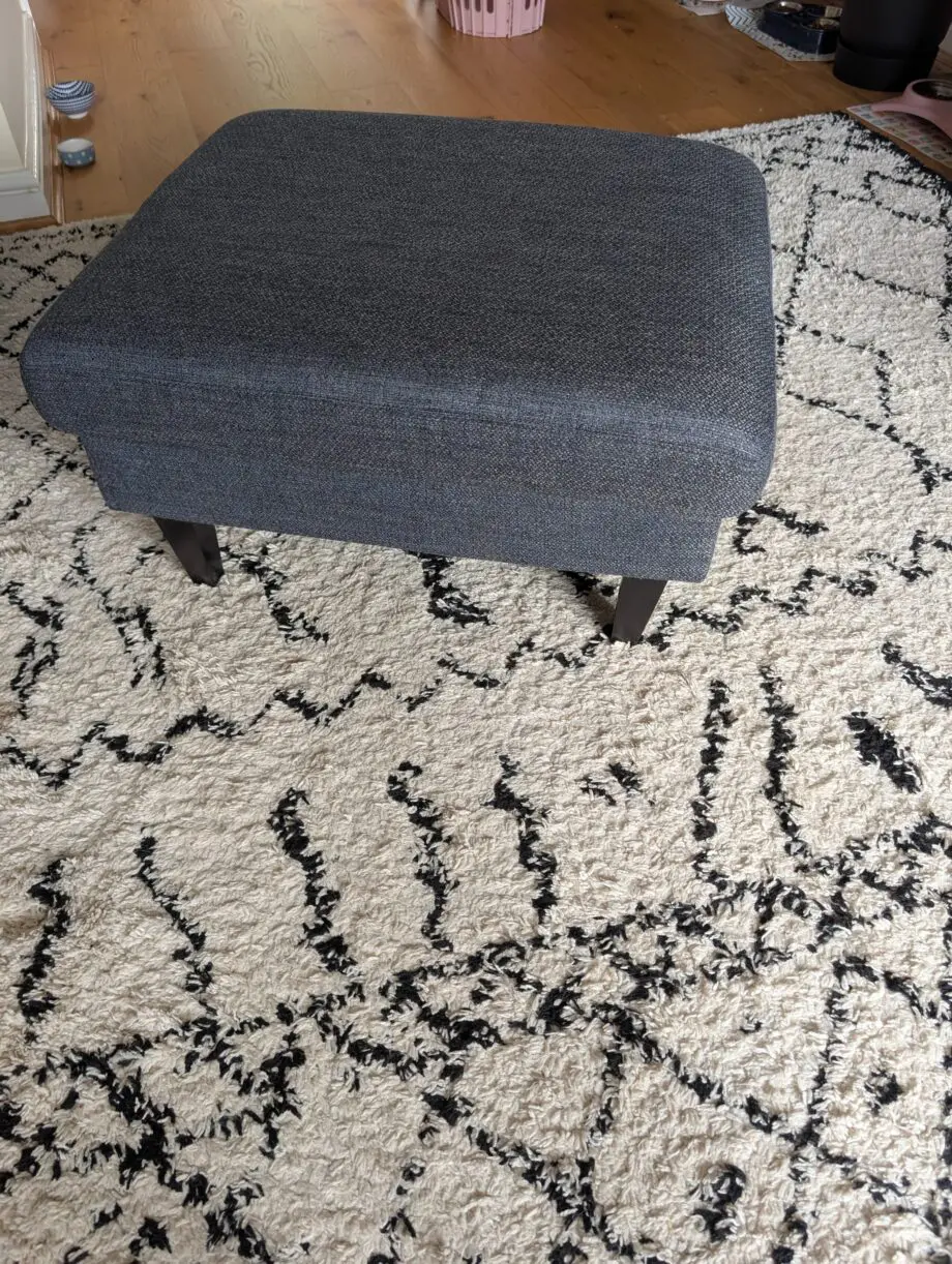 DFS Navy corner sofa and footstool