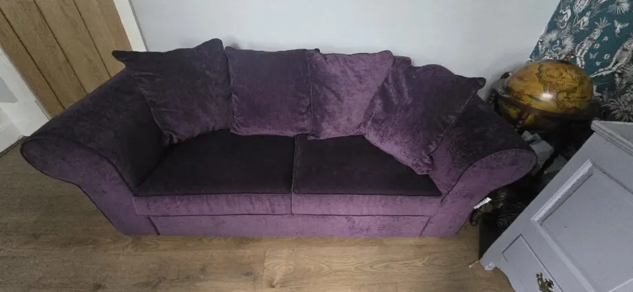 Anita Fabric Sofa Bed 3 seater with pullout bed purple