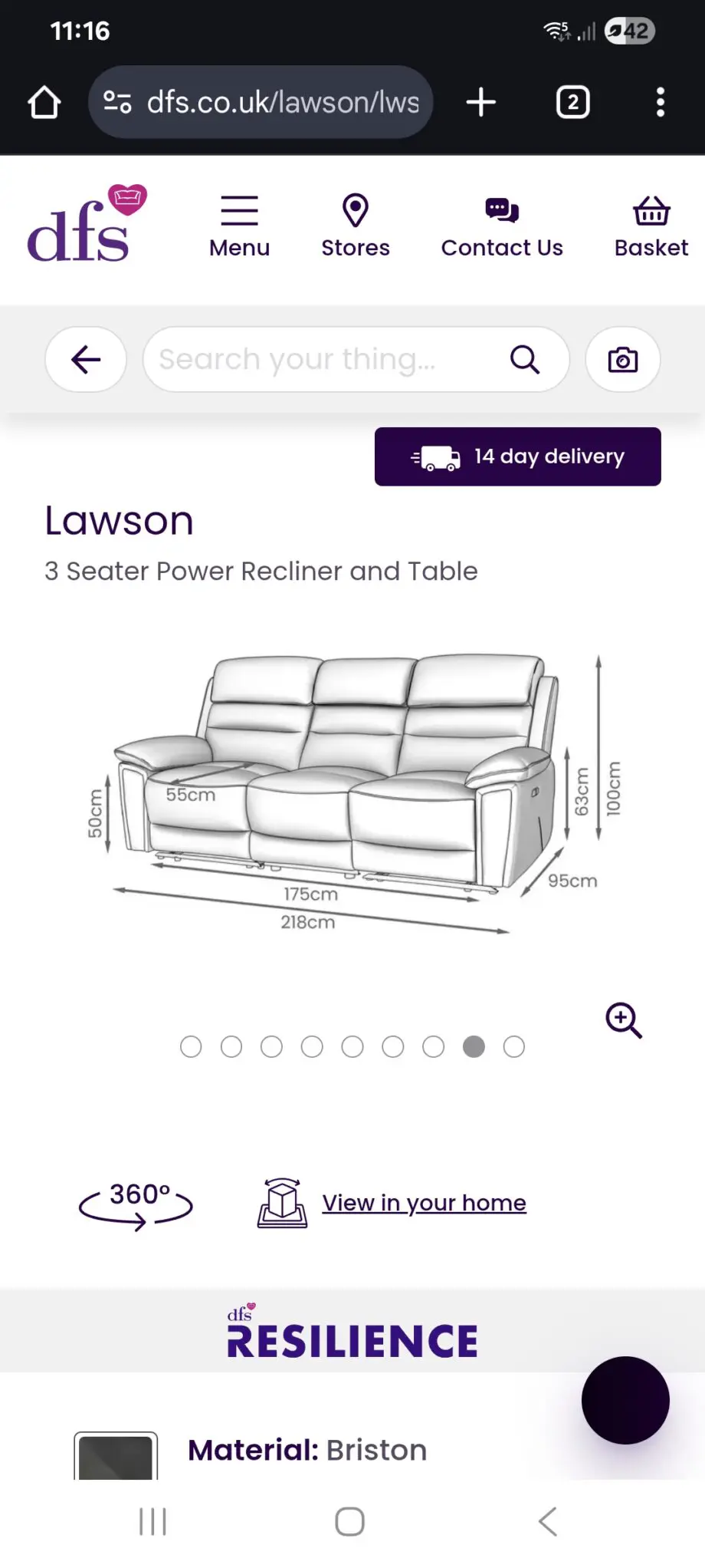 DFS LAWSON 3 SEATER IN GREY