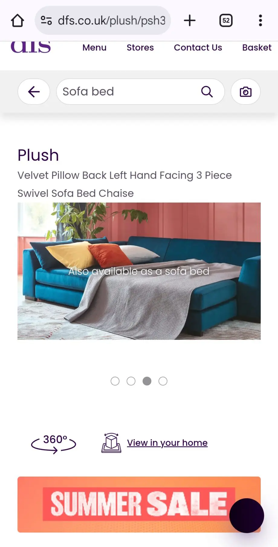 DFS Corner sofa, converts to sofa bed, with footstool - Mocha
