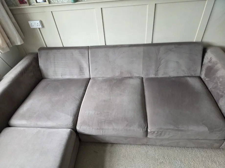 DFS Corner sofa, converts to sofa bed, with footstool - Mocha