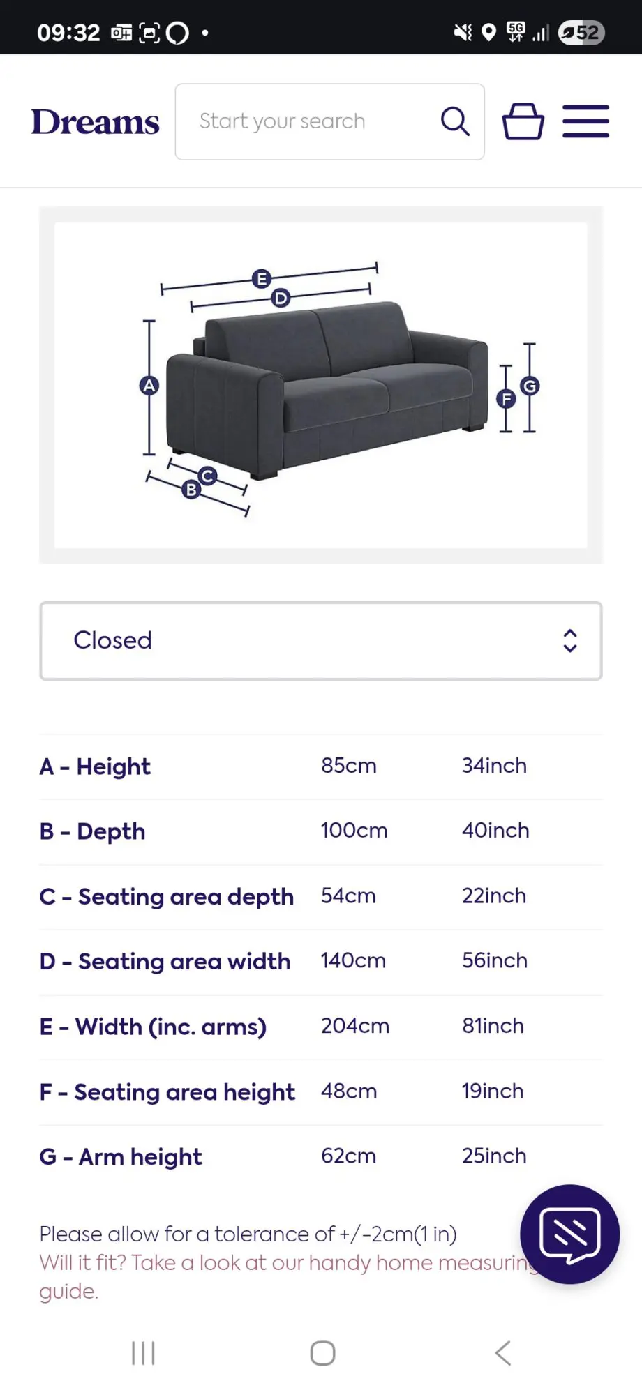 Still in Box Dreams Verona 3-Seater Pull-Out Sofa Bed