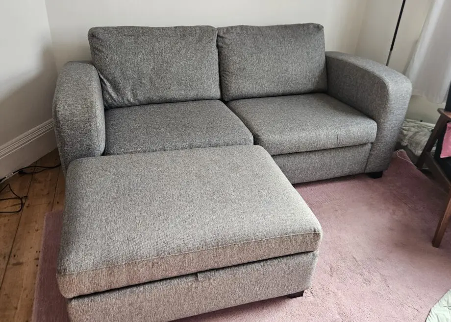 DFS Grey 3 Seater Supreme Sofabed with footstall