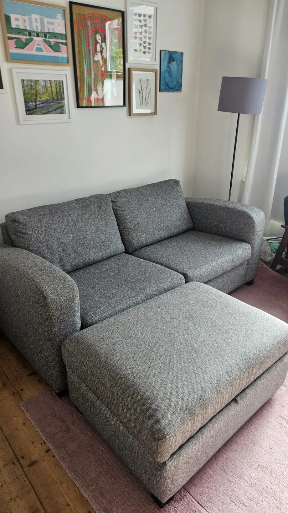 DFS Grey 3 Seater Supreme Sofabed with footstall