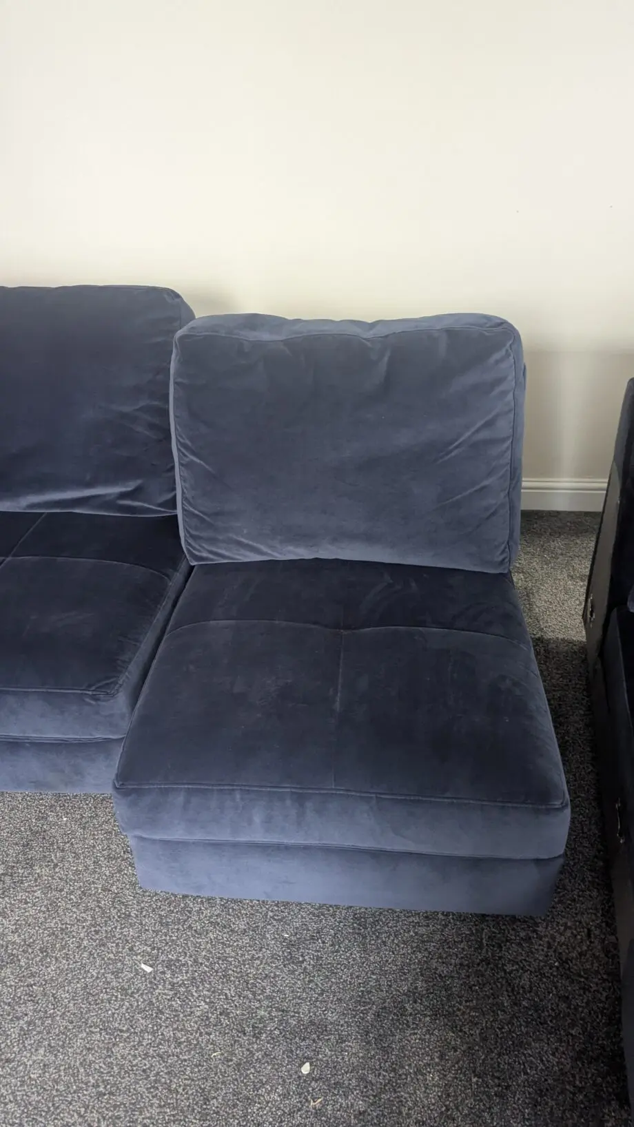 Velvet Blue 4 seater Chaise Sofa