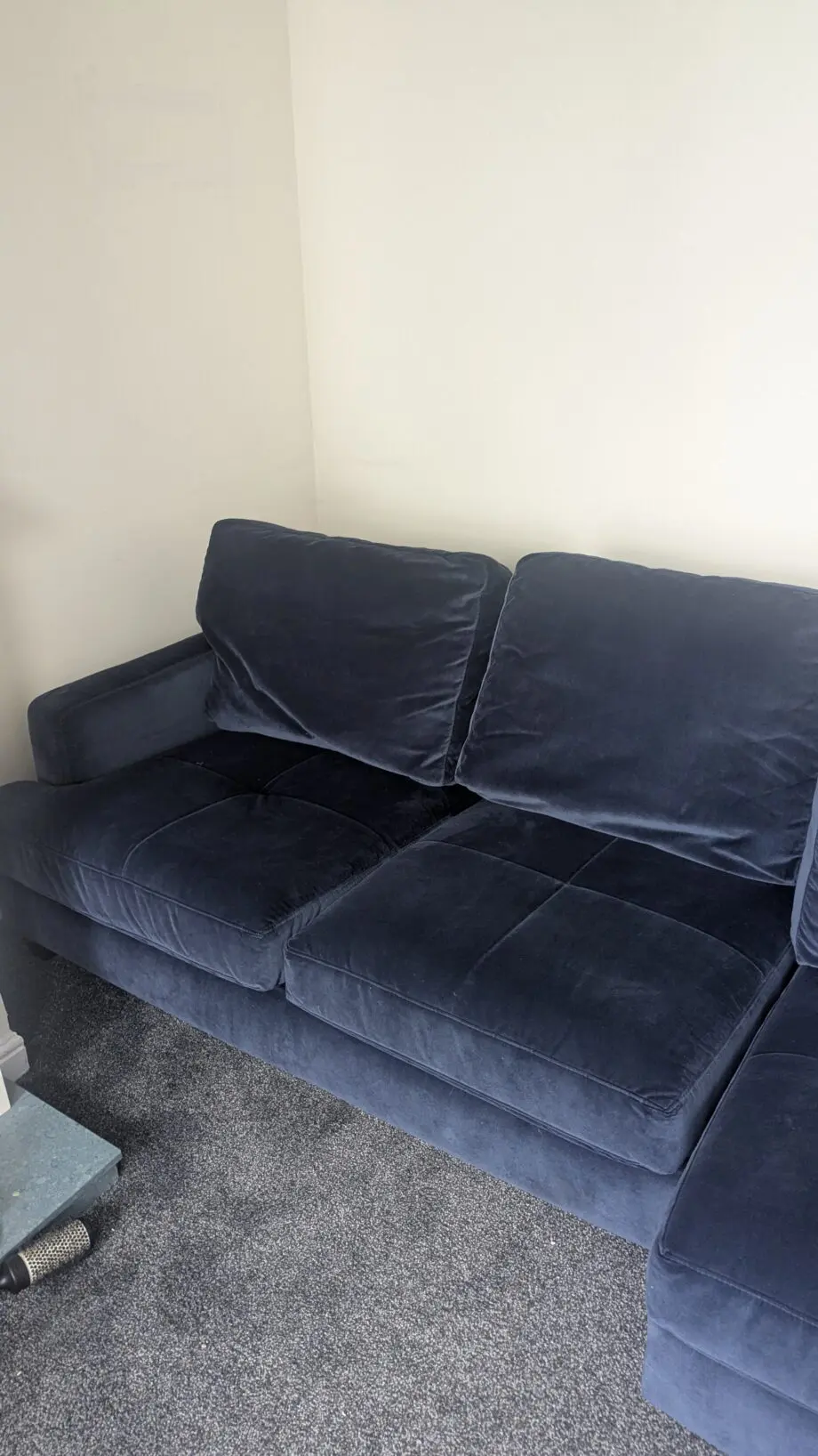 Velvet Blue 4 seater Chaise Sofa