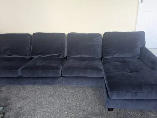 Velvet Blue 4 seater Chaise Sofa
