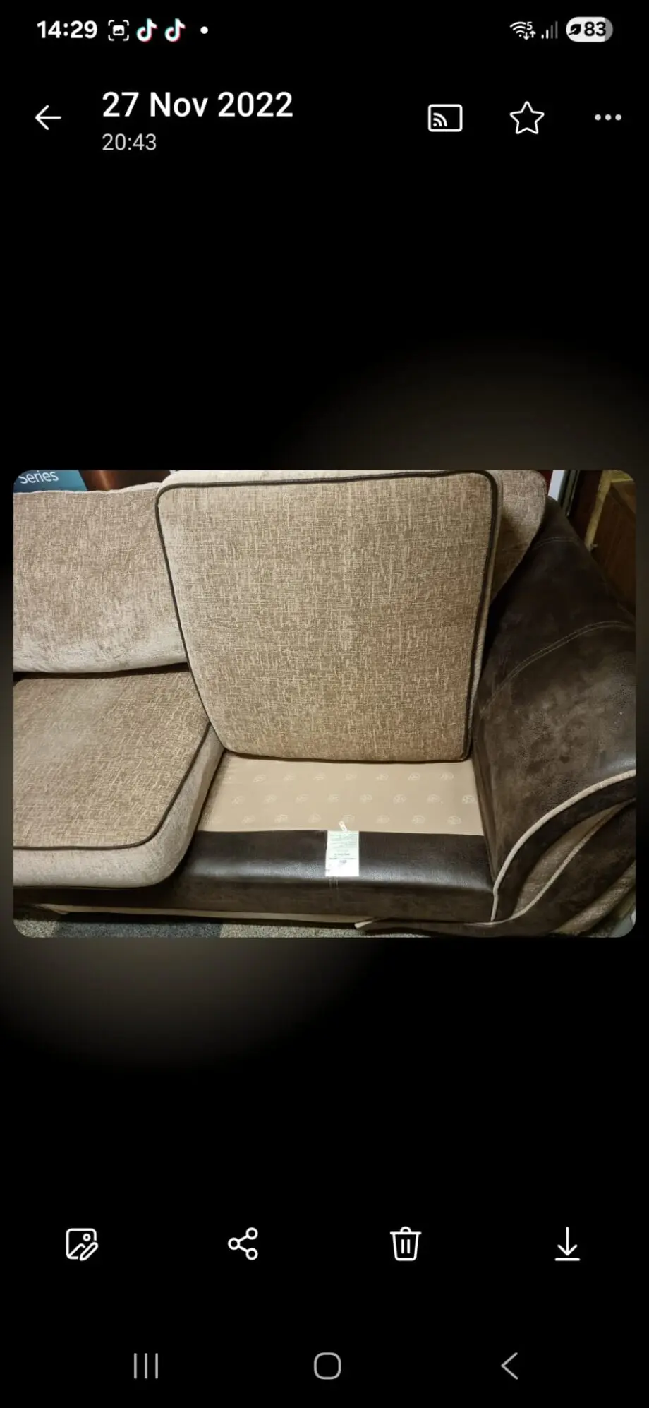 Dfs light brown and chocolate colour sofa