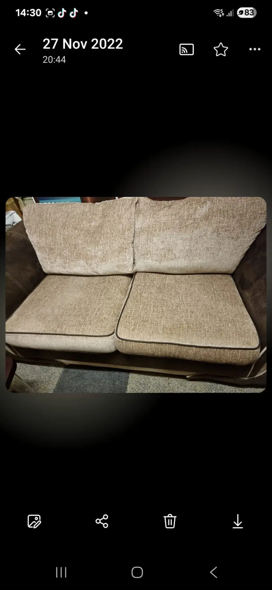 Dfs light brown and chocolate colour sofa