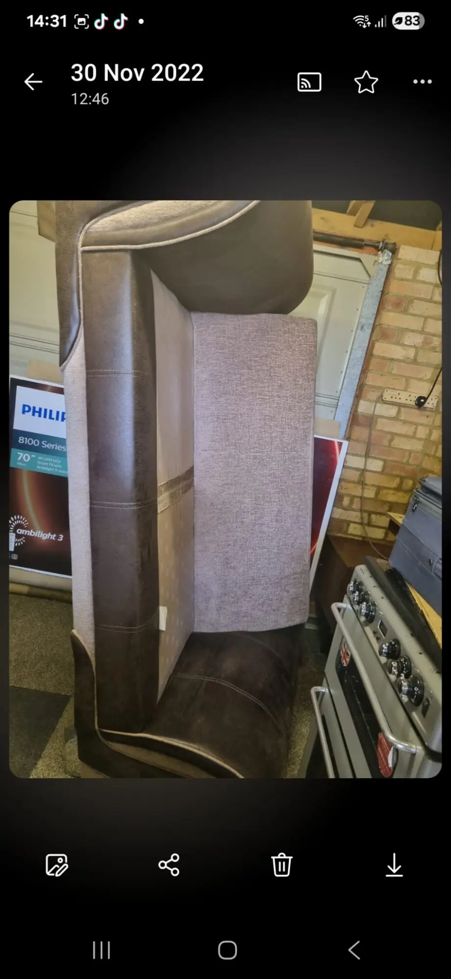 Dfs light brown and chocolate colour sofa