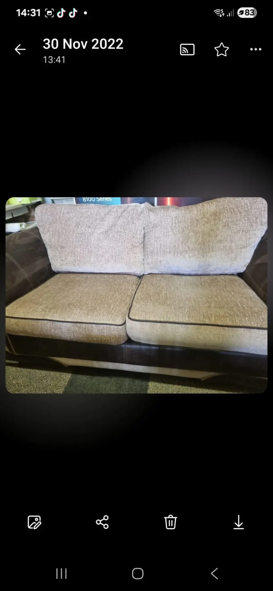 Dfs light brown and chocolate colour sofa