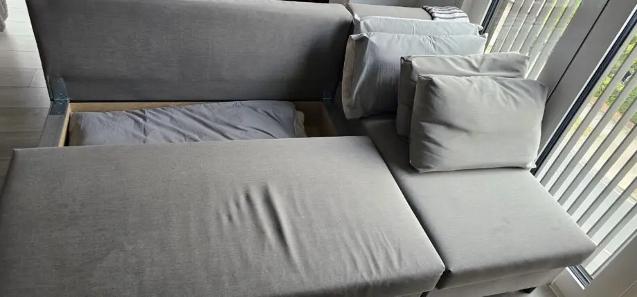 Grey Ikea Sofa Bed - ALVDALEN- 3seat Sofa bed with Chaise Lounge