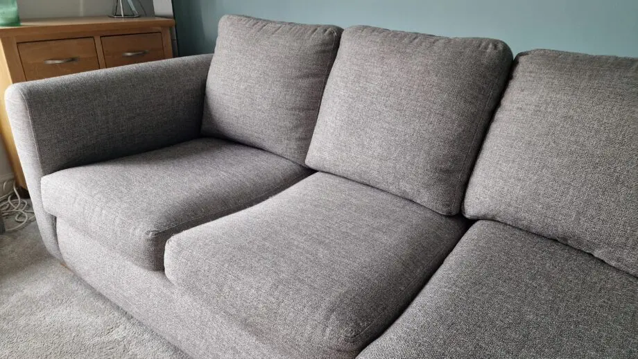 Grey corner Chicago sofa and opening foot stool - premium quality, custom made, AquaClean fabric