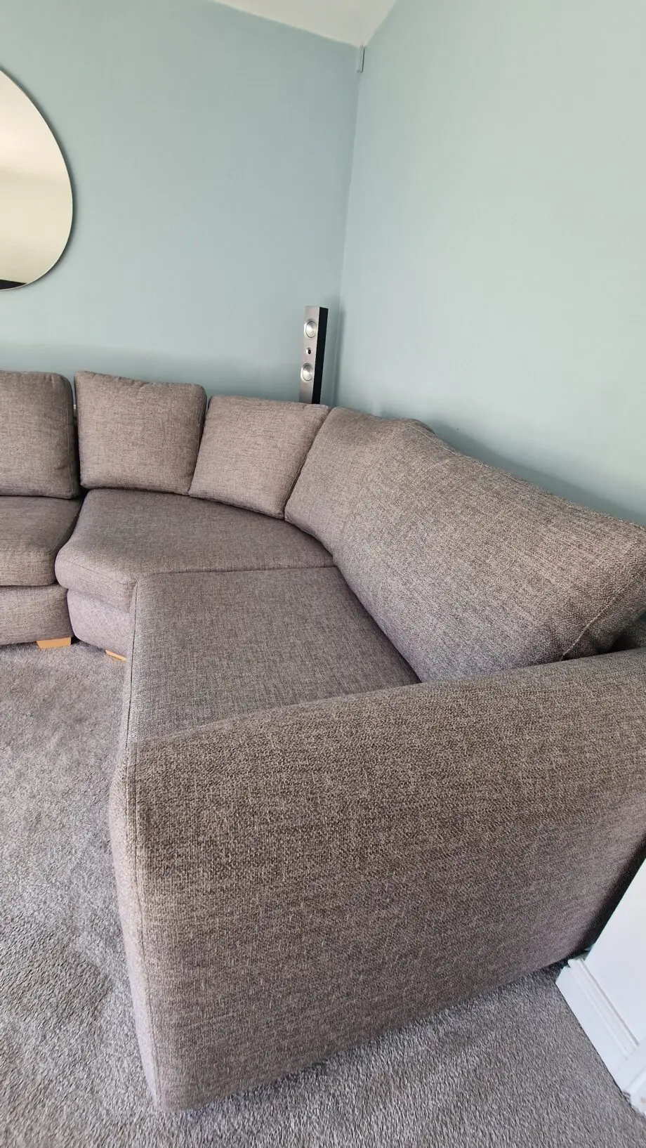 Grey corner Chicago sofa and opening foot stool - premium quality, custom made, AquaClean fabric