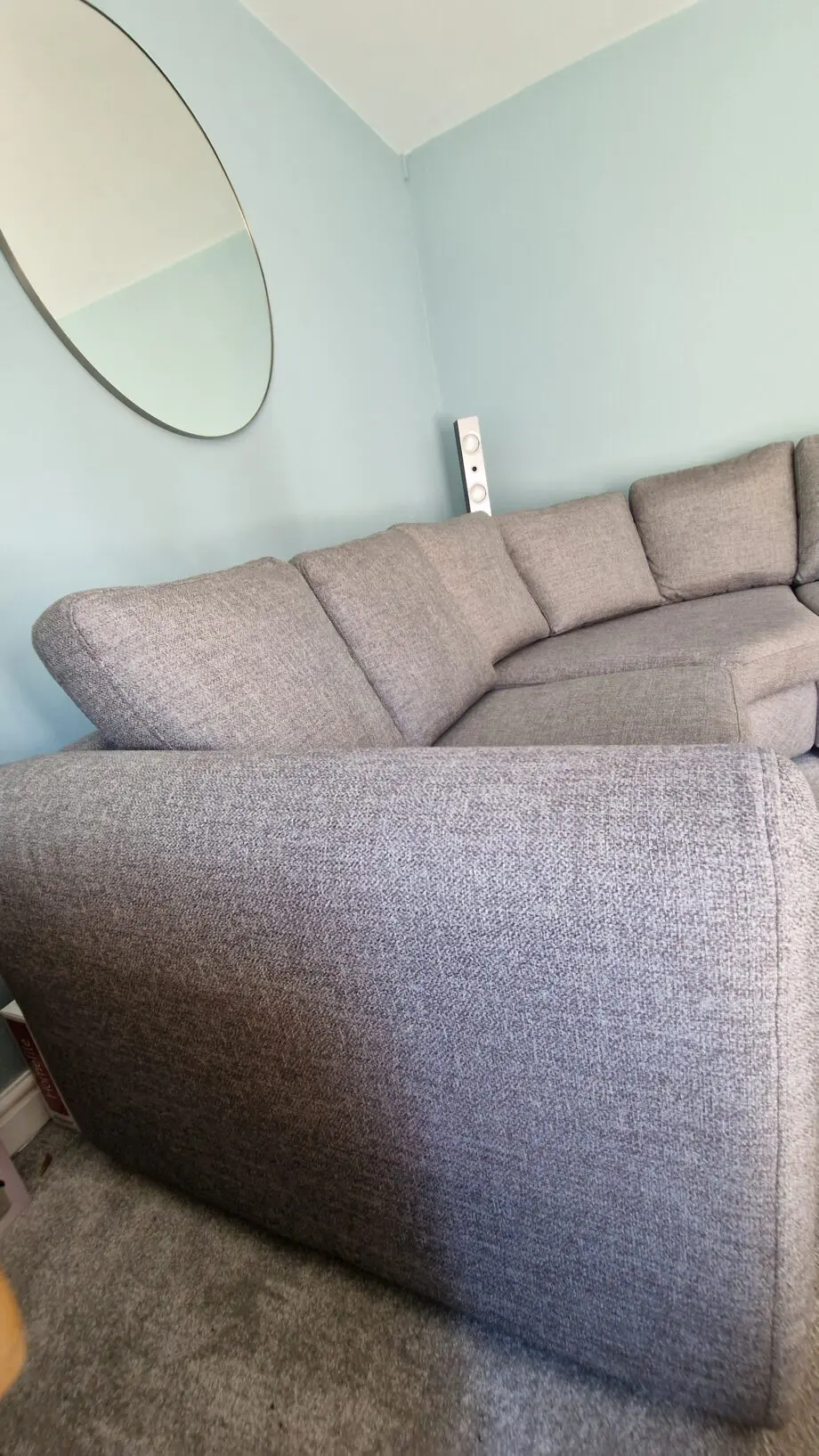 Grey corner Chicago sofa and opening foot stool - premium quality, custom made, AquaClean fabric