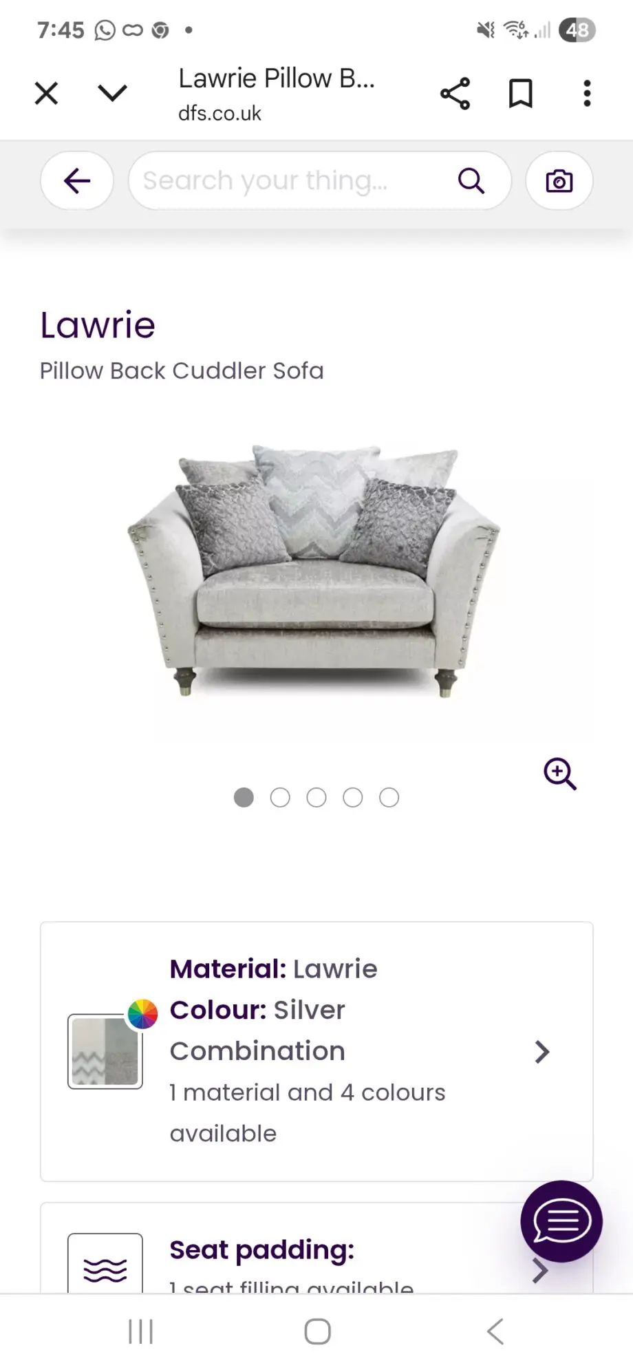 Lawrie back cuddler sofa