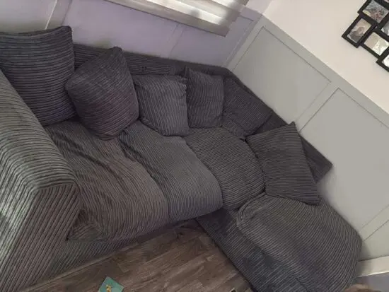 Grey Ribbed Effect Corner Sofa