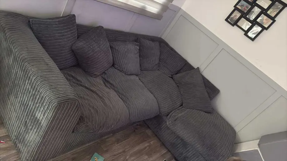 Grey Ribbed Effect Corner Sofa