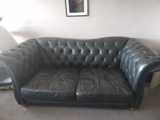 Black leather sofa