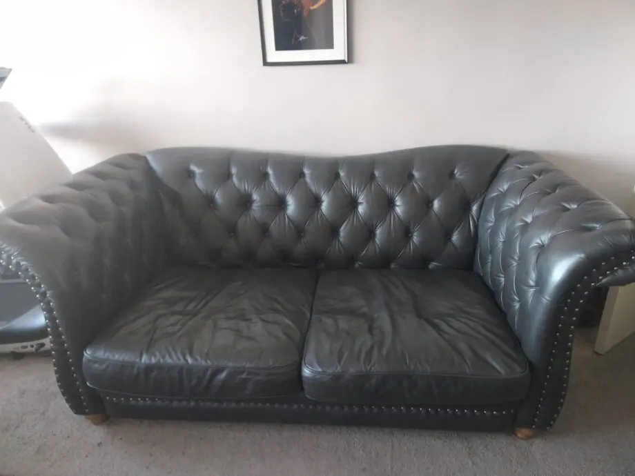 Black leather sofa