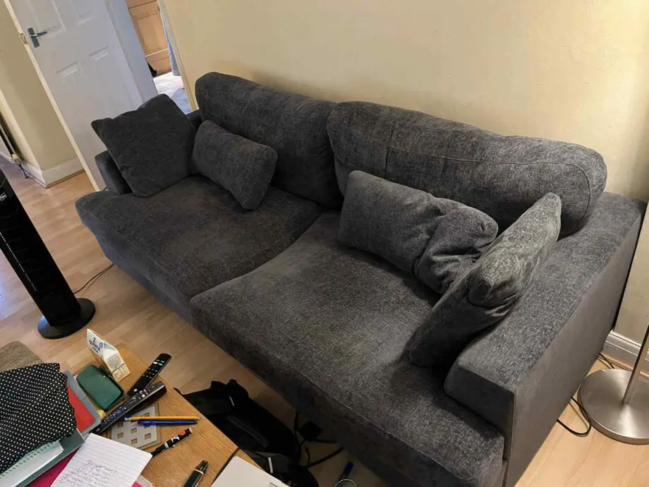 Solace+Co Drew 3 Seater Charcoal Chenille Sofa
