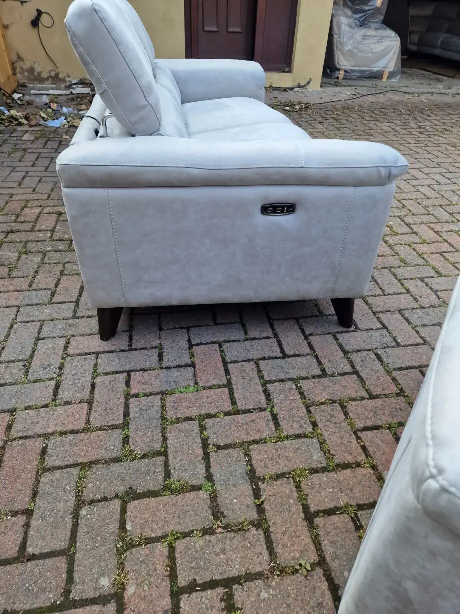 FURNITURE VILLAGE CONTEMPO ELECTRIC L2 SEATER SOFA & CHAIR Grey Plush Velvet