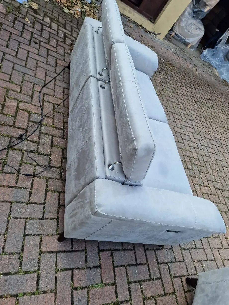 FURNITURE VILLAGE CONTEMPO ELECTRIC L2 SEATER SOFA & CHAIR Grey Plush Velvet