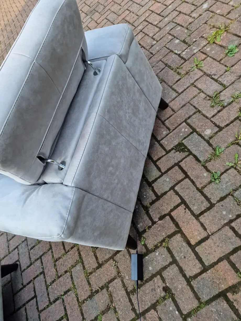 FURNITURE VILLAGE CONTEMPO ELECTRIC L2 SEATER SOFA & CHAIR Grey Plush Velvet