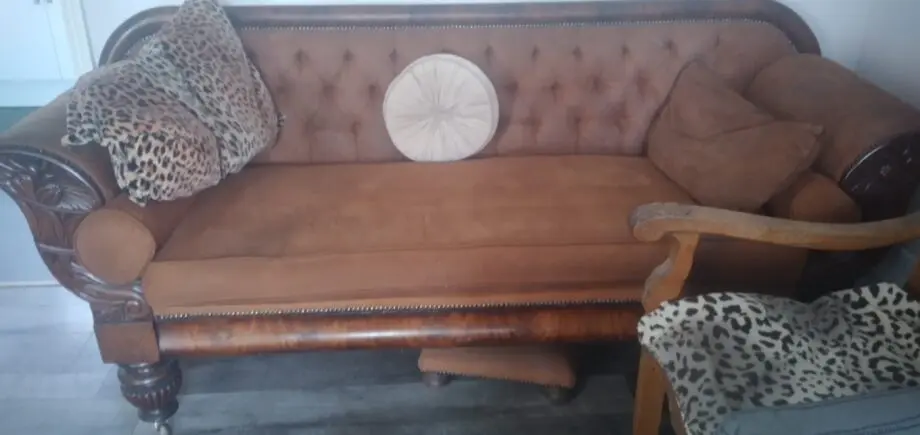 Brown 3 seater antique sofa