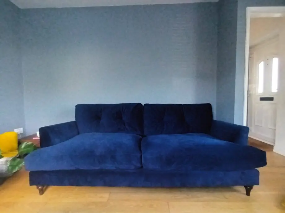 Joules velvet navy blue 4 seater sofa, Patterdale range from DFS
