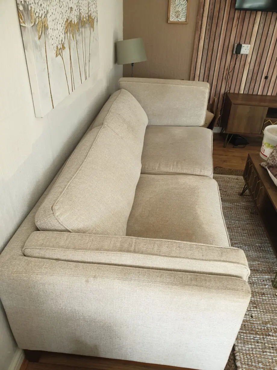 Daals Timber range 3 seat sofa and chair oatmeal beige