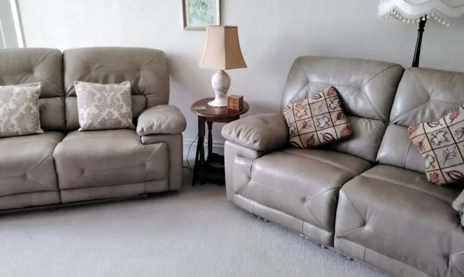 Beige leather sofas