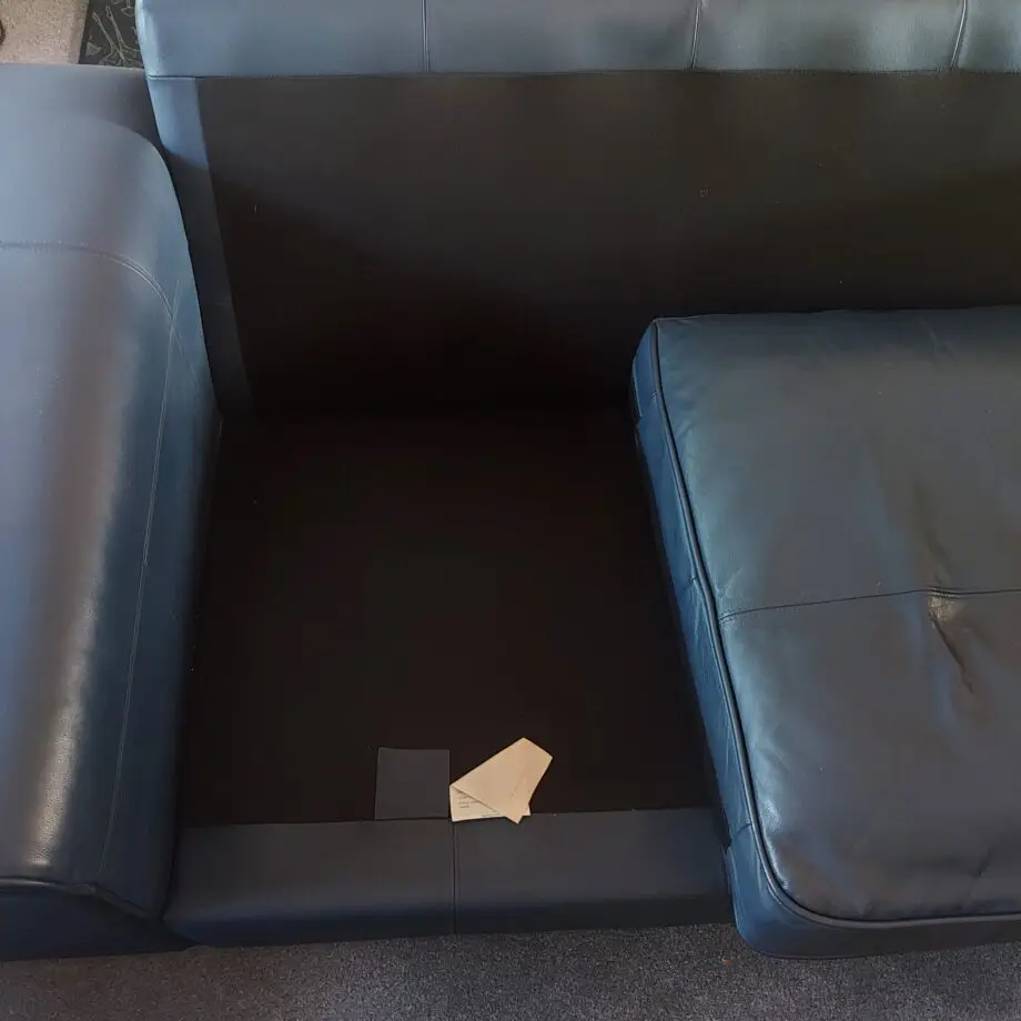 DFS Navy Blue 2 Seater Leather Sofa