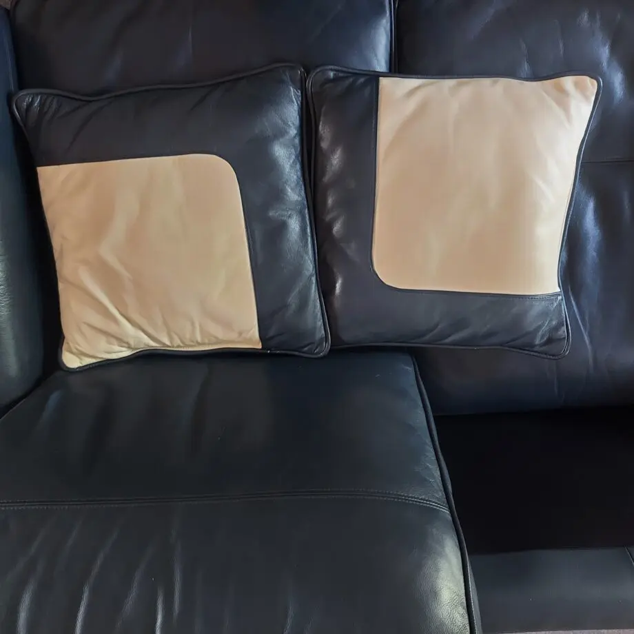 DFS Navy Blue 2 Seater Leather Sofa