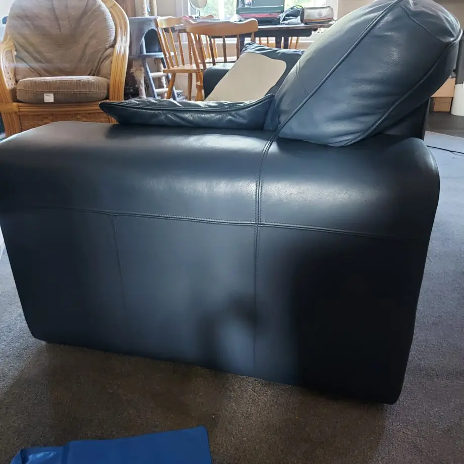 DFS Navy Blue 2 Seater Leather Sofa