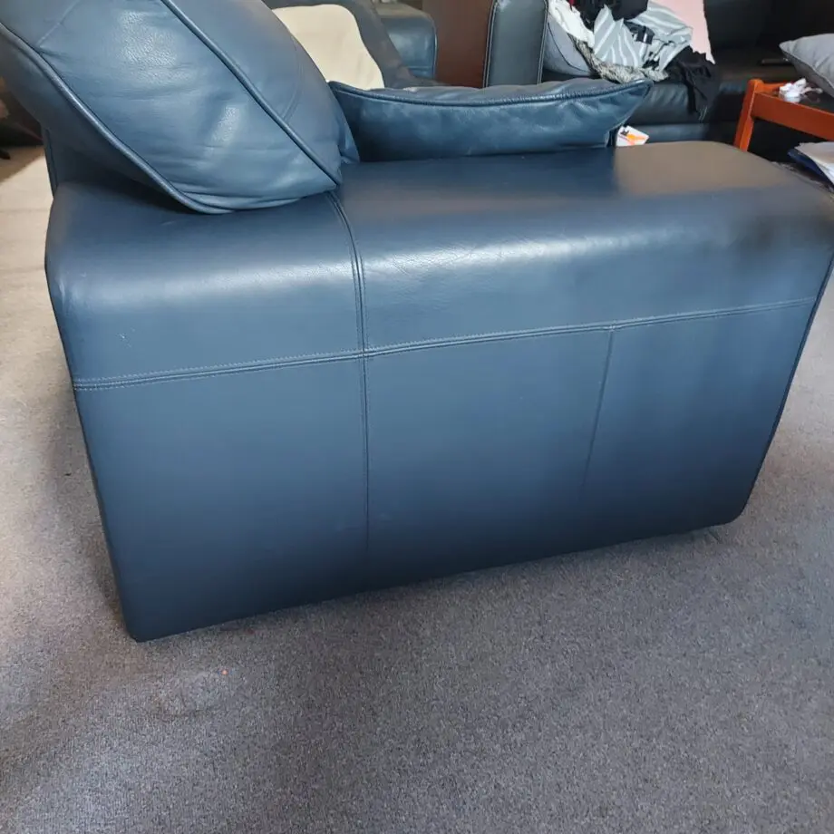 DFS Navy Blue 2 Seater Leather Sofa
