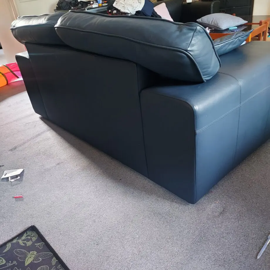 DFS Navy Blue 2 Seater Leather Sofa